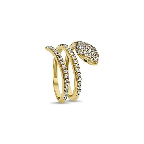 10k Yellow Gold Wrap Snake Ring CZ Band Size - Picture 1 of 2